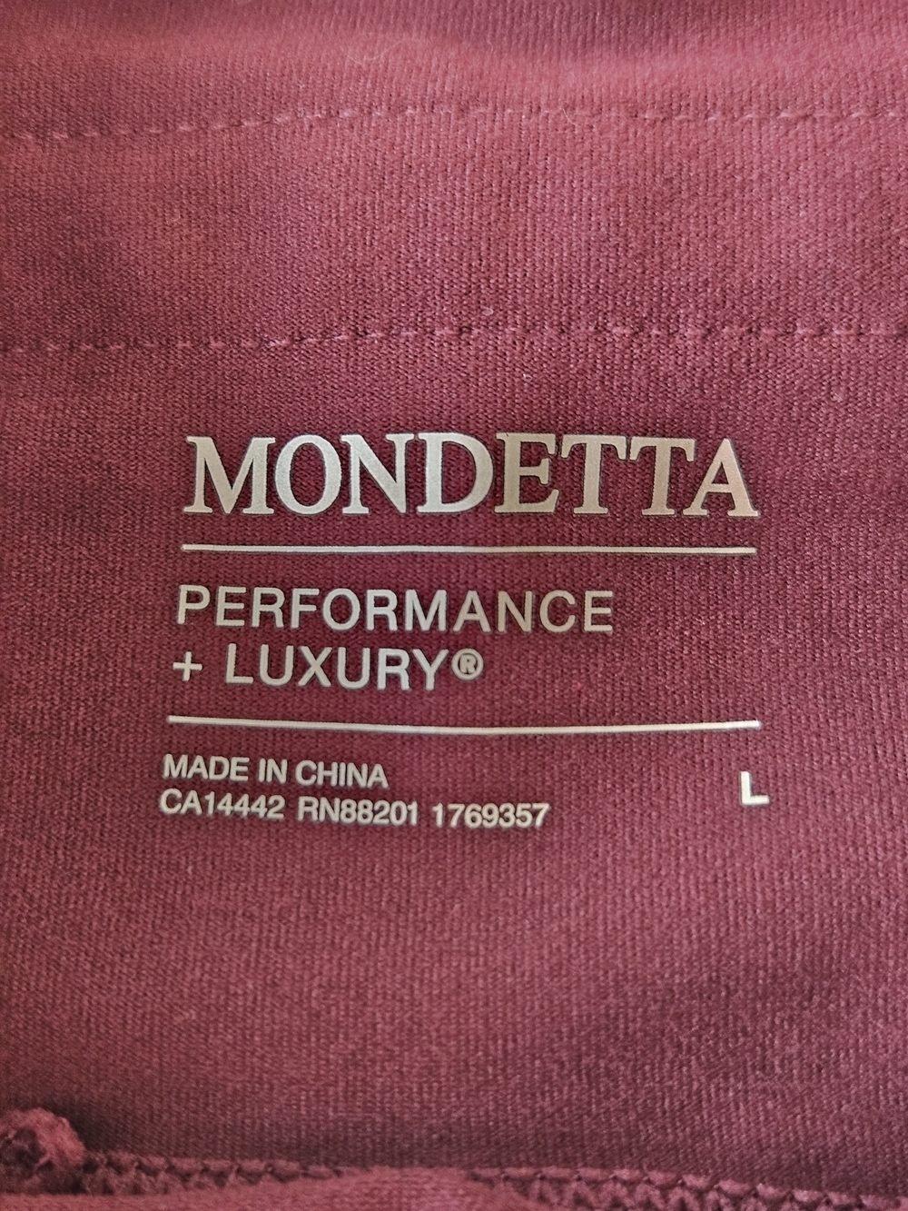 Mondetta Burgundy High Rise Moto Leggings w/ Pockets Size L - Picture 9 of 15